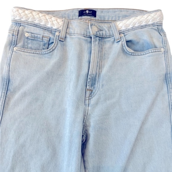 7 For All Mankind High Rise Cropped Straight with Braided Belt Jeans - Picture 5 of 15